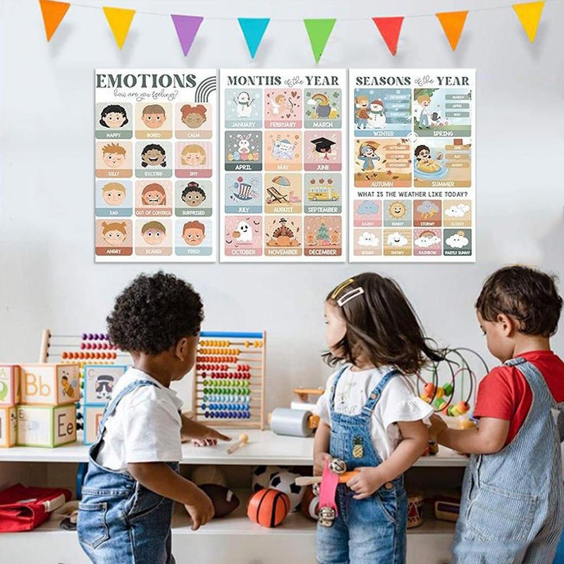 18 Educational Posters for Preschoolers,Kindergarten Learning Poster Charts,Kindergarten Classroom Must Haves Wall Decor,Preschool Posters ABC Alphabet,Shapes, Days of the Week - Image 2